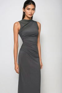 VELA Sculpt Maxi Dress – Sleek Jersey Edition (Mink Gray)
