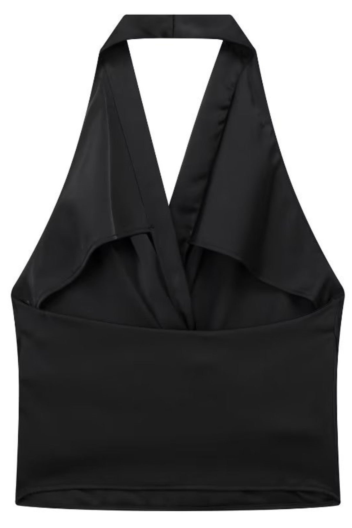 AMIRA Satin Halter Top (Black)