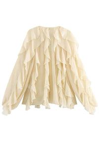 CALLA Ruffle Chiffon Statement Blouse (Cream)