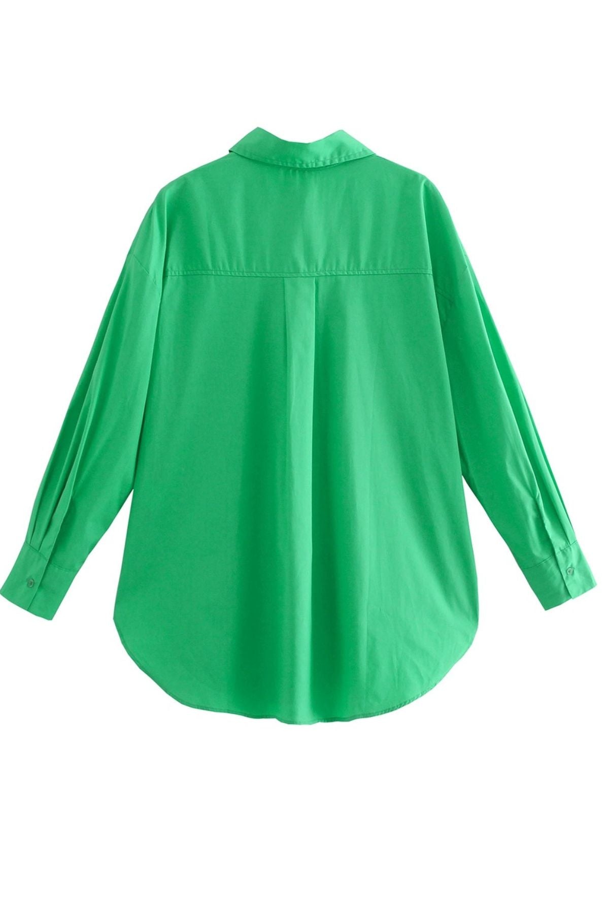 ESTHER Oversized Button-Down Pocket Shirt (Cool Green)