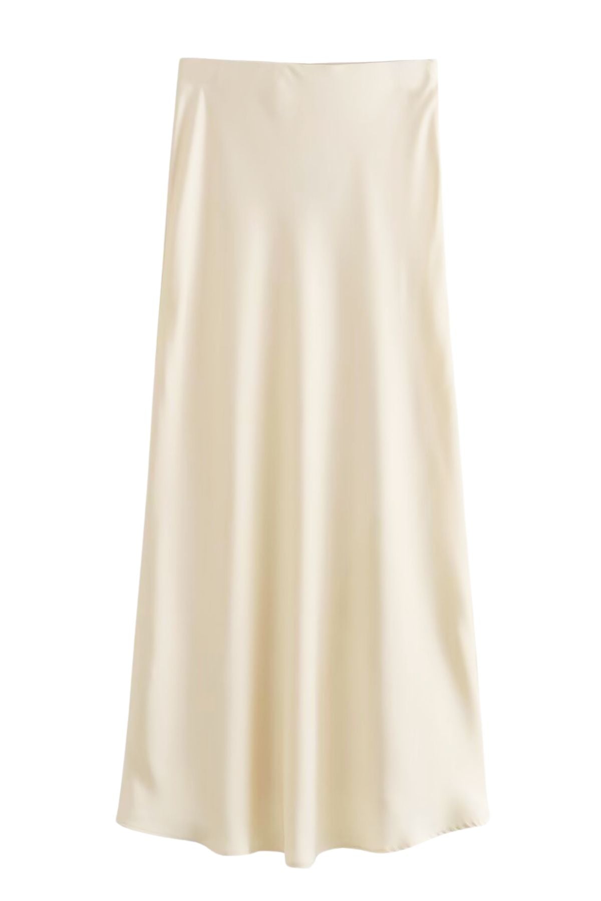 CAROL Satin A-line Flouncy Midi Skirt (Custard Cream)