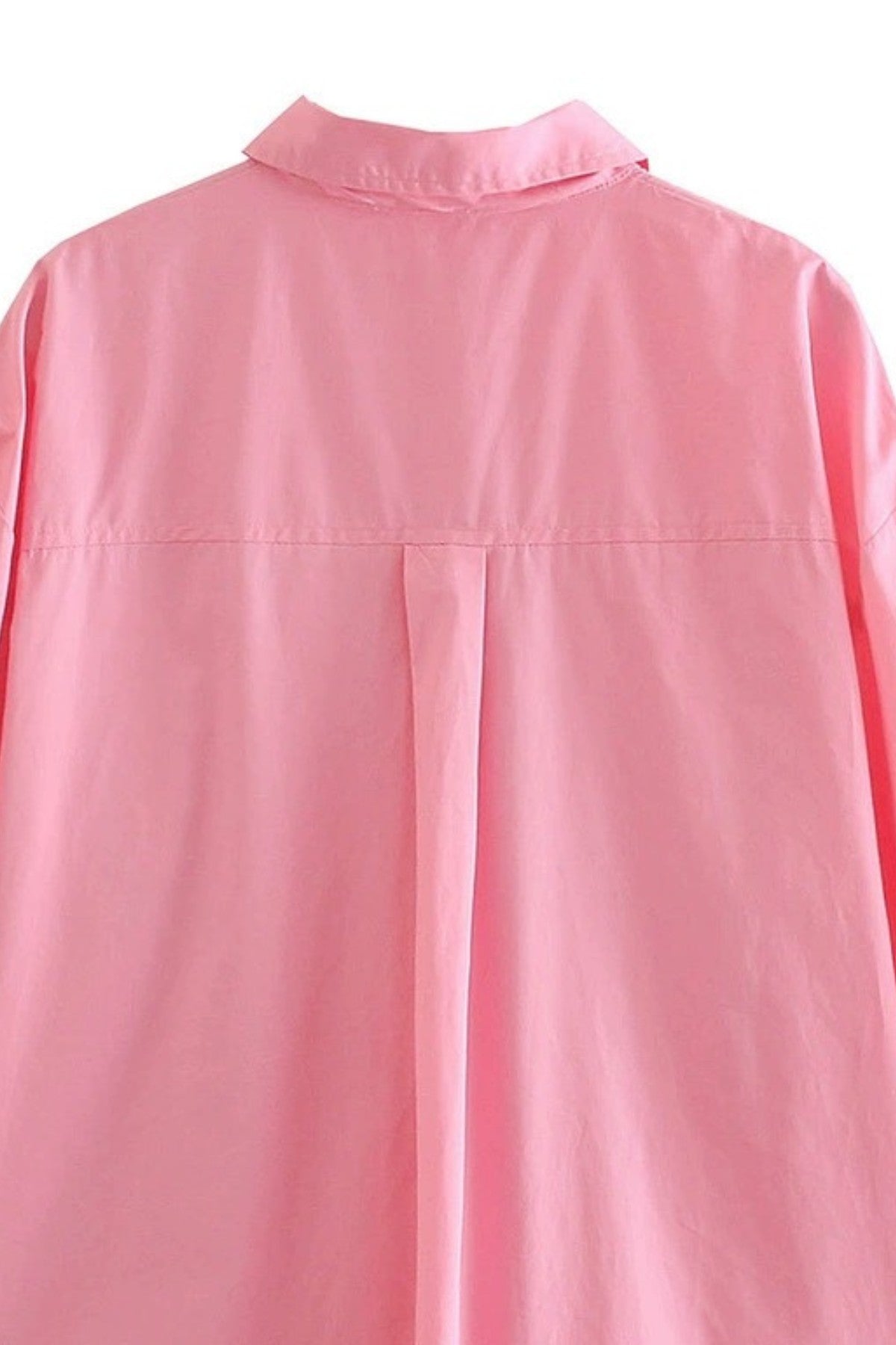ESTHER Oversized Button-Down Pocket Shirt(Pink)