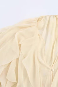 CALLA Ruffle Chiffon Statement Blouse (Cream)