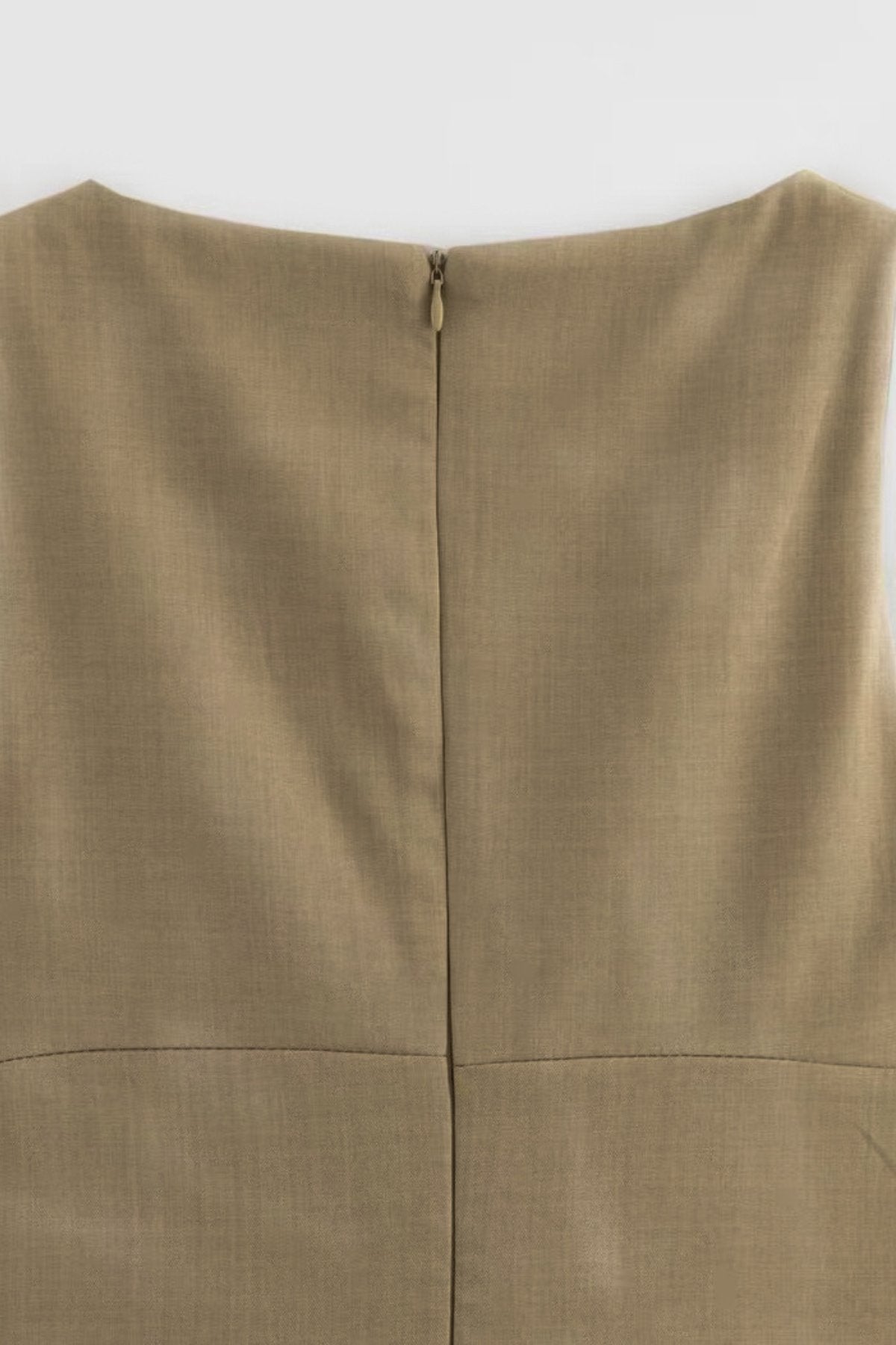 ARIA Boat Neck Bow Accent Ruffled Mini Dress (Mocha Brown)
