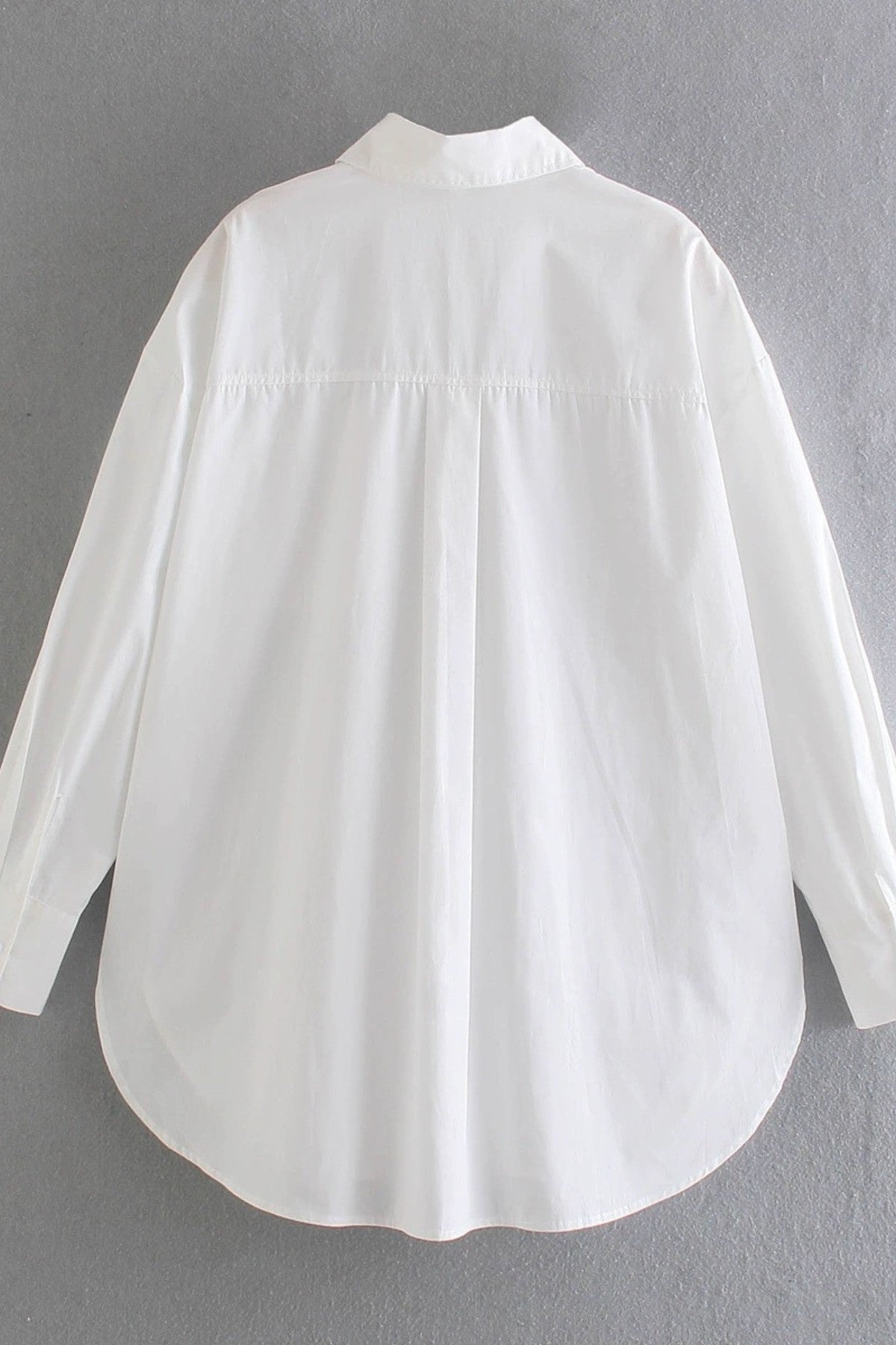 ESTHER Oversized Button-Down Pocket Shirt(White)