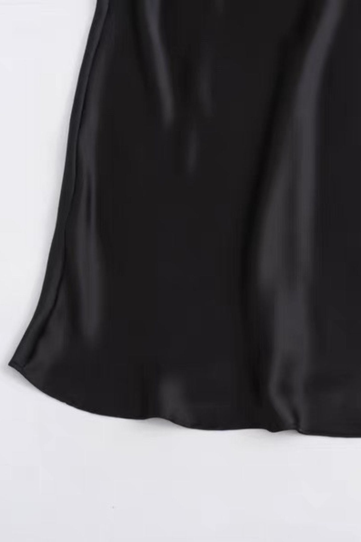 NOA Satin Midi Dress with Deep Back Slit (Black)