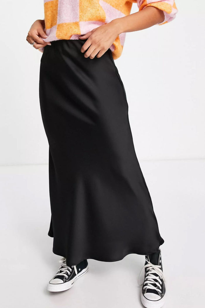 PRESLEY Satin Mermaid Maxi Skirt (Black)