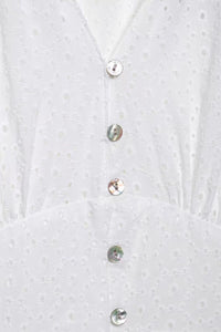 ISLA Puff Sleeve Broderie Eyelet Mini Dress (White)