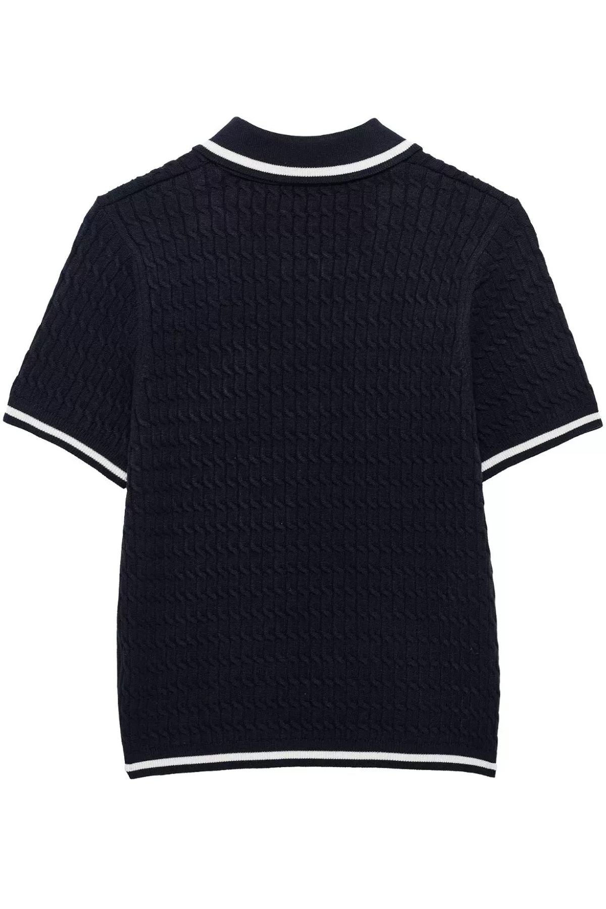 ALBA Cable Knit Polo (Deep Navy)