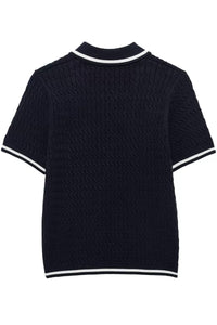 ALBA Cable Knit Polo (Deep Navy)