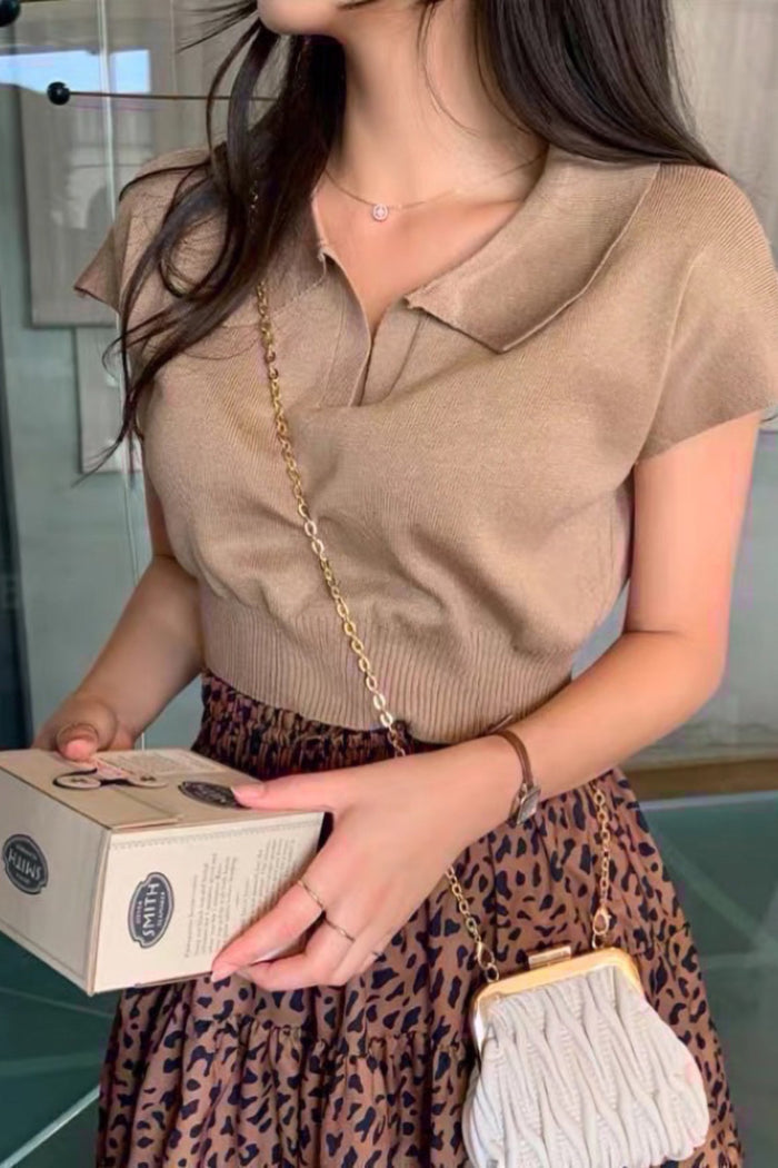 LEXI Crop Knit Shirt (Mocha)