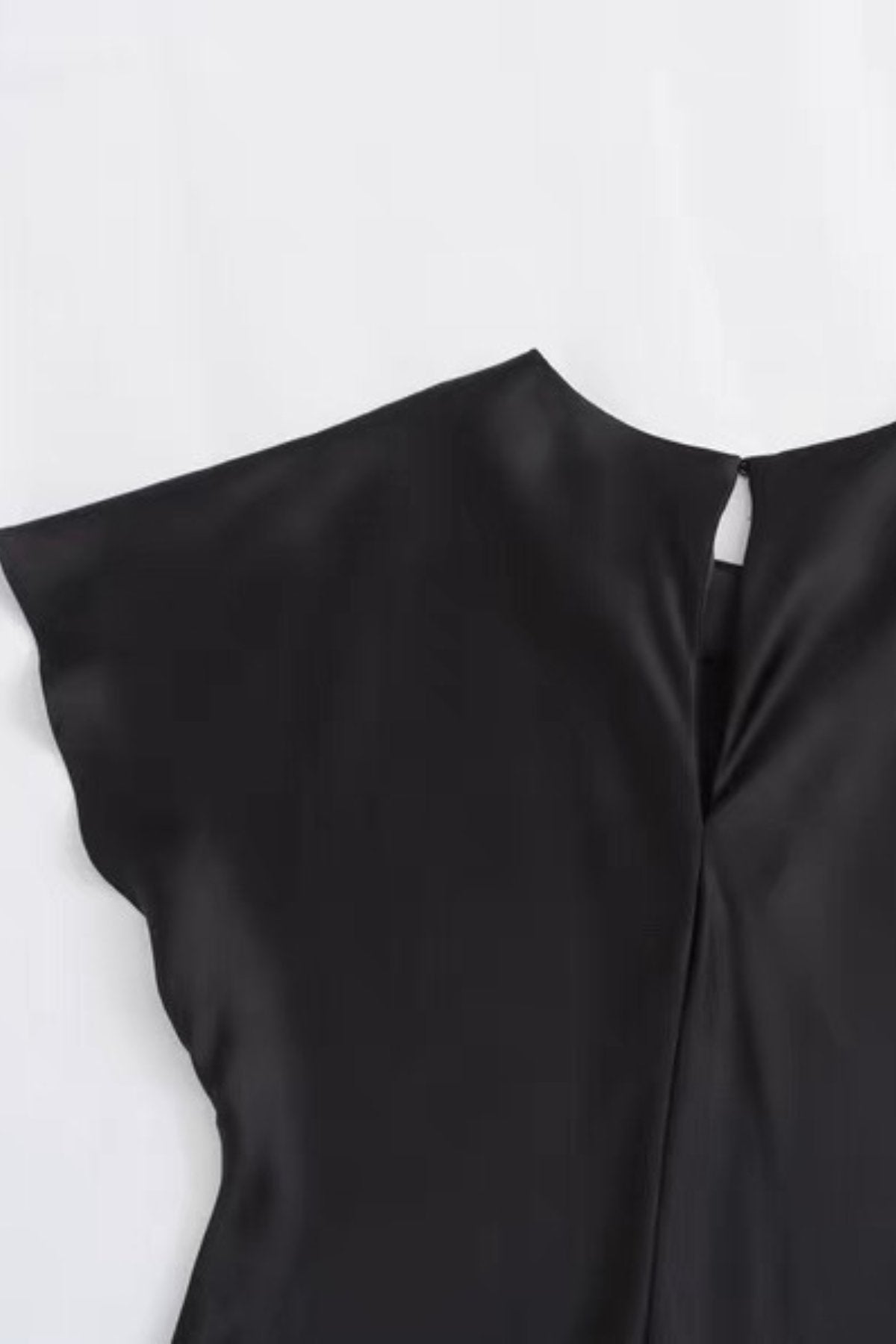 NOA Satin Midi Dress with Deep Back Slit (Black)