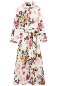 ADARA Floral Maxi Shirt Dress w/ Sash