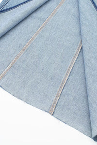 CORA Asymmetrical High Waisted Front Slit Denim Midi Skirt