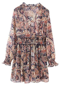 FAITH V-Neck Long-Sleeve Boho Mini Dress