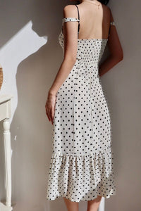 KHLOE Dotted Cami Midi Dress (Cream)