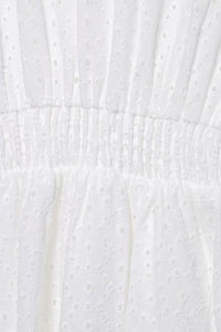 ISLA Puff Sleeve Broderie Eyelet Mini Dress (White)