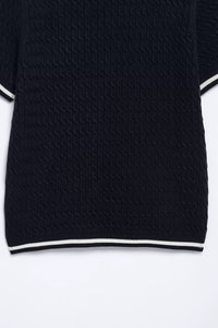 ALBA Cable Knit Polo (Deep Navy)