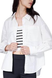 ESTHER Oversized Button-Down Pocket Shirt(White)