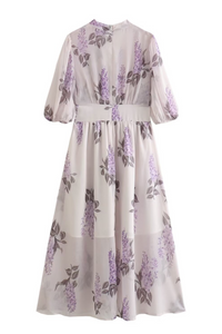 SUSIE Floral V-neck Midi Dress (Lavender)