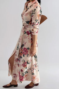 ADARA Floral Maxi Shirt Dress w/ Sash