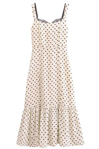 KHLOE Dotted Cami Midi Dress (Cream)