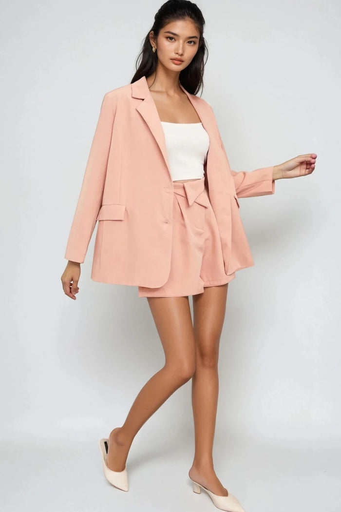 ALAIA Blazer Top & Shorts Co-ord (Blush Pink)