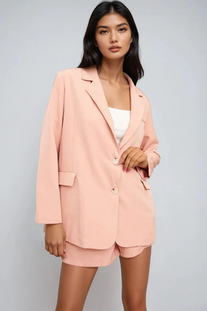 ALAIA Blazer Top & Shorts Co-ord (Blush Pink)