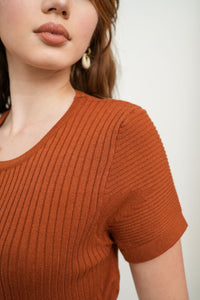 JOSEPHINE Textured Knit Top (Rust)