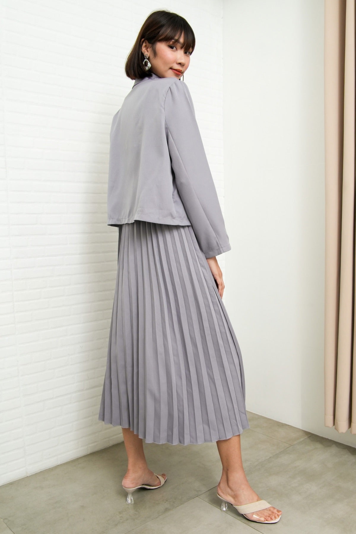 SABINE Two-Piece Blazer & Pleated Dress Set