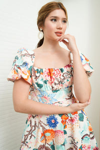 MAISIE Puff-Sleeve Babydoll Dress (Floral 1)