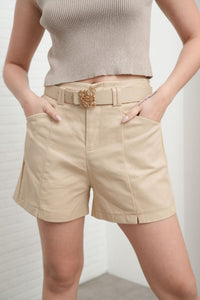 LUMI Belted Tailored Shorts (Khaki)