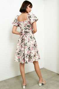 MAISIE Puff-Sleeve Babydoll Dress (Floral 2)