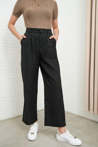 HARVEY High-Waist Tailored Straight Leg Trousers (Black)
