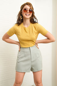NANCY Zip-up Tailored Shorts (Pastel Green)