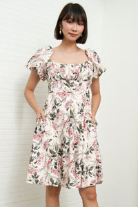 MAISIE Puff-Sleeve Babydoll Dress (Floral 2)