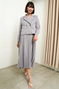 SABINE Two-Piece Blazer & Pleated Dress Set