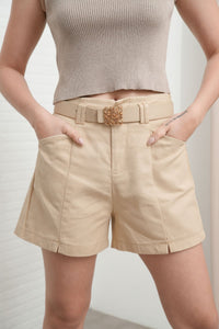 LUMI Belted Tailored Shorts (Khaki)