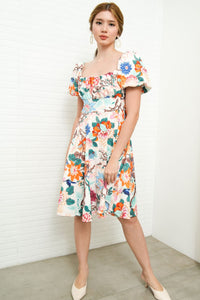 MAISIE Puff-Sleeve Babydoll Dress (Floral 1)