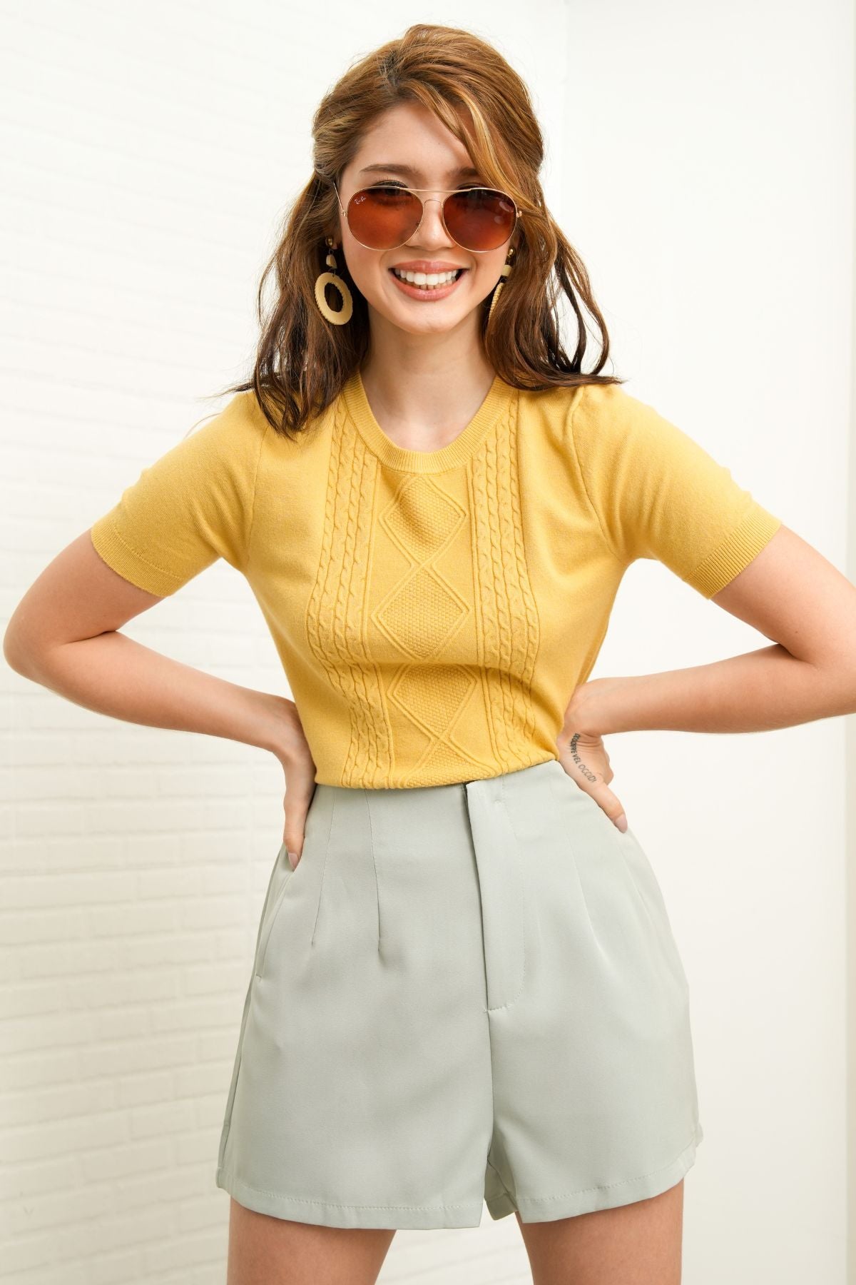 NANCY Zip-up Tailored Shorts (Pastel Green)