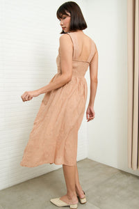 SOLEIL Sleeveless Eyelet Midi Dress (Nude)