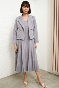 SABINE Two-Piece Blazer & Pleated Dress Set