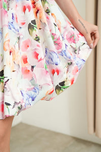 ANYA Pleated Puff-Sleeve Floral Dress (Garden)