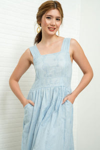 SOLEIL Sleeveless Eyelet Midi Dress (Powder Blue)
