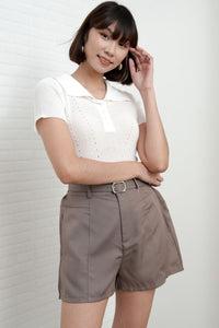 INEJ Belted Tailored Shorts (Taupe Brown)