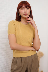 SLOANE Textured Knit Top (Warm Yellow)