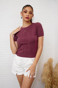 SLOANE Textured Knit Top (Plum)
