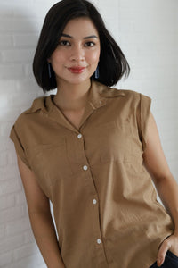 ERIN Button-down Sleeveless Top (Mocha)