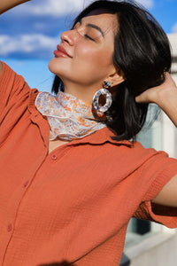 KYLIE Cotton Shirt & Shorts Co-ord (Dusty Orange)
