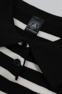 RUE Striped Knit Polo Shirt (Black)